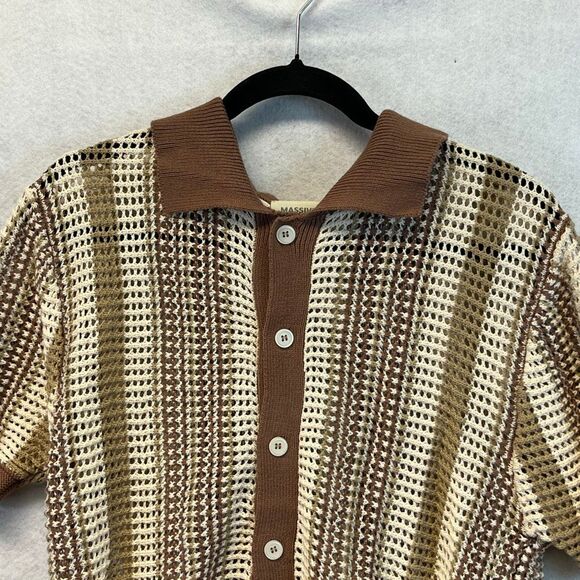 MASSIVE Luxury Men’s Small Knit Crocheted Sweater Polo Shirt Grandpa Resort NWT - Picture 2 of 15